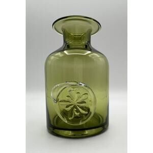 Dartington Small Olive Green Aquilegia Flower Bottle Vase 5” Made in England